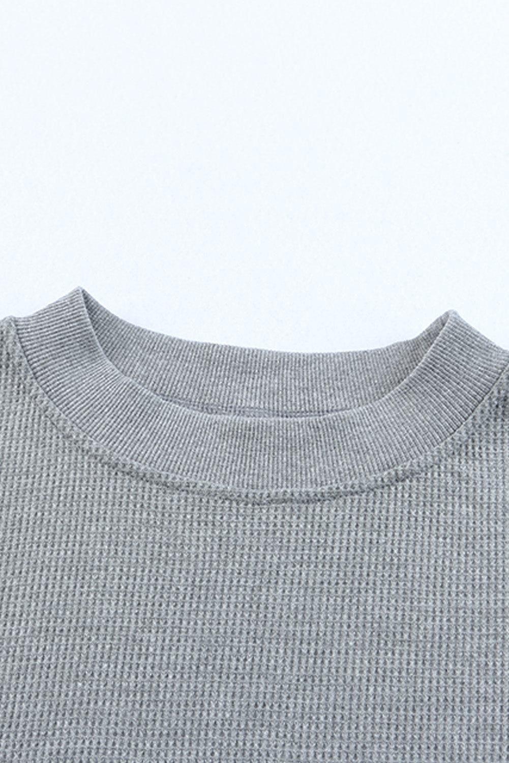 Women's Crew Neck Ribbed Trim Waffle Knit Top