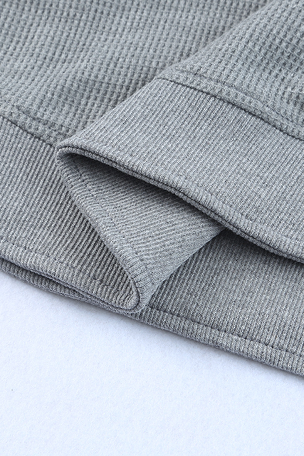 Women's Crew Neck Ribbed Trim Waffle Knit Top