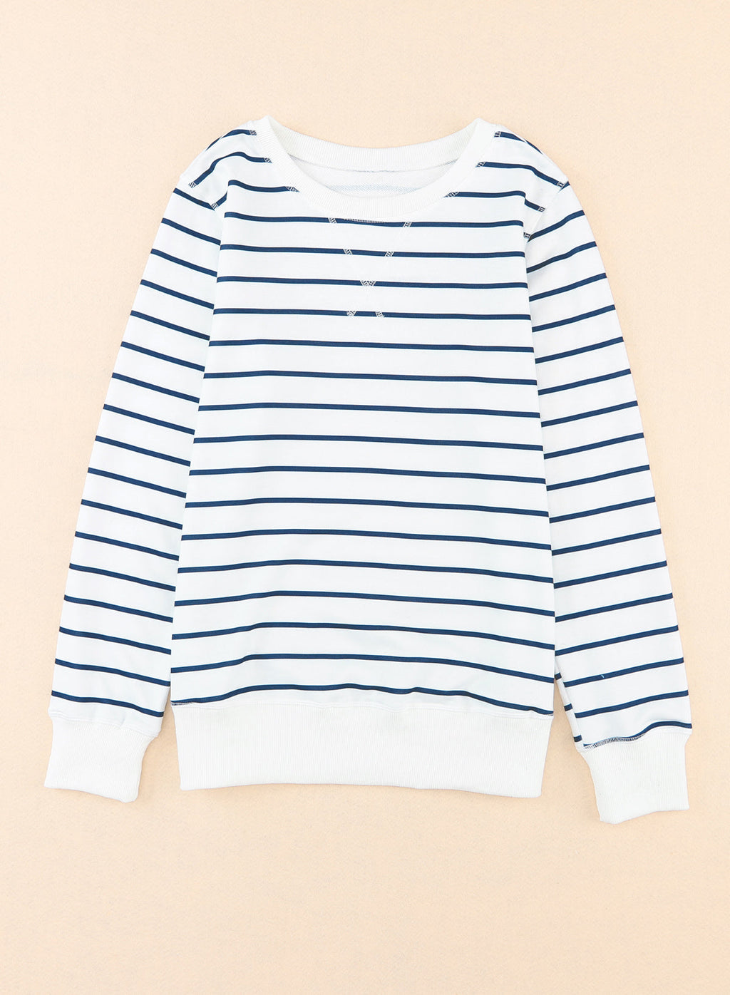 Women's Striped Print Ribbed Trim Long Sleeve Top