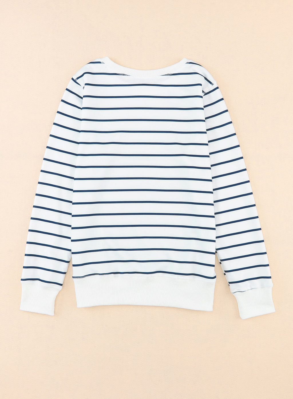 Women's Striped Print Ribbed Trim Long Sleeve Top