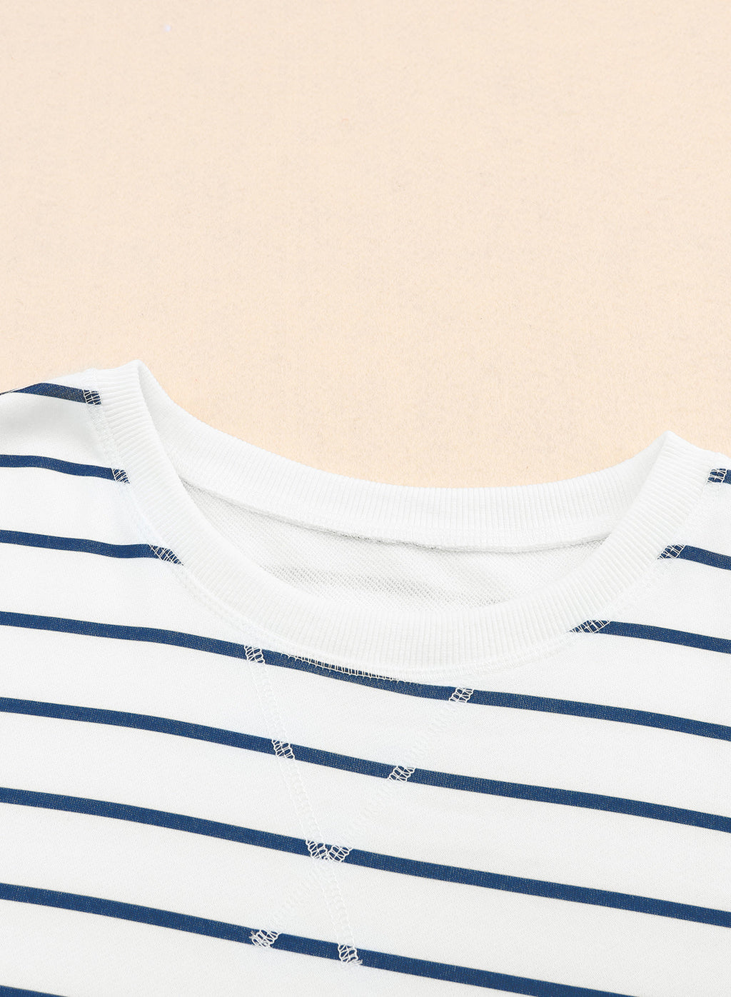 Women's Striped Print Ribbed Trim Long Sleeve Top