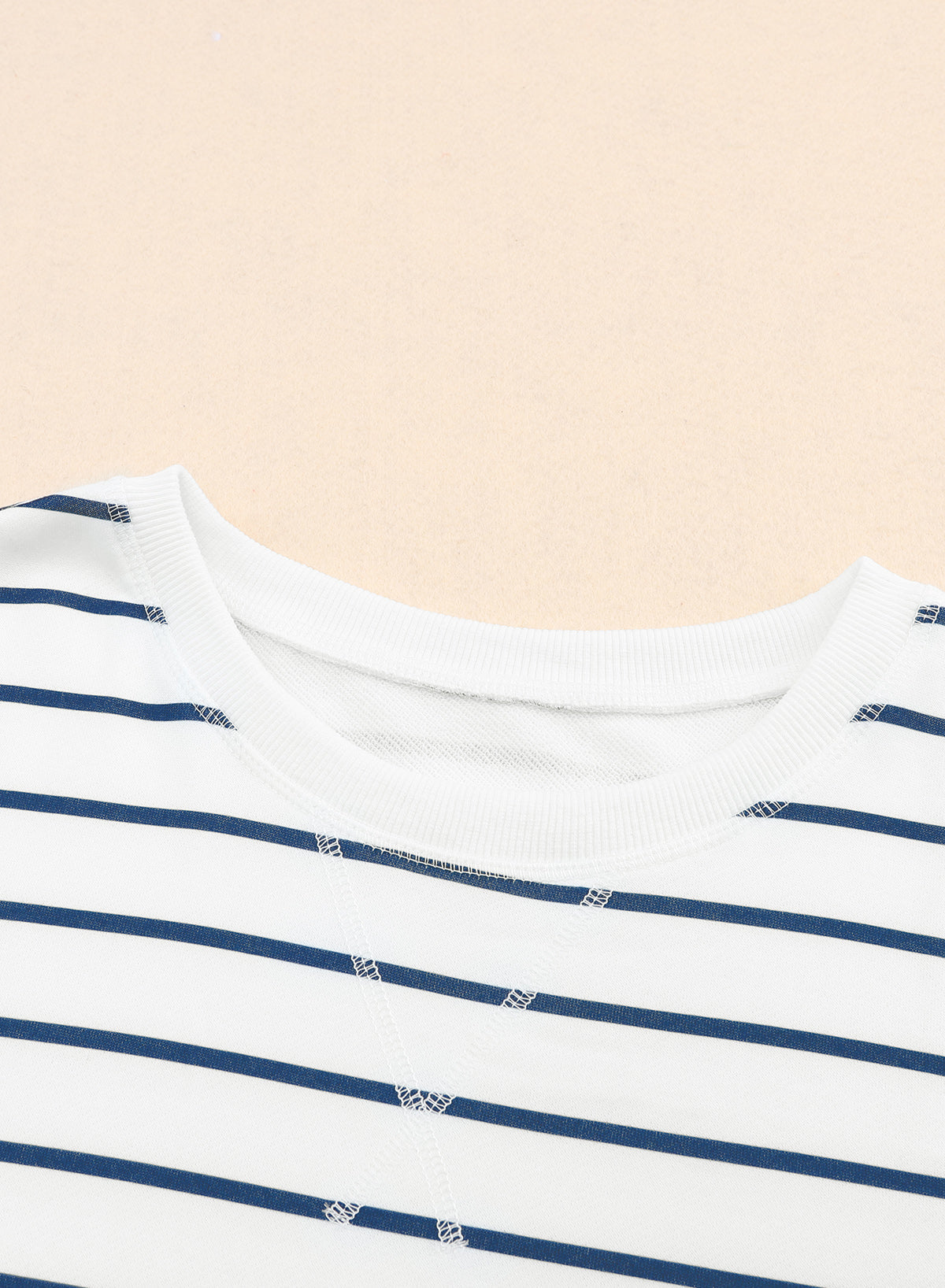 Women's Striped Print Ribbed Trim Long Sleeve Top