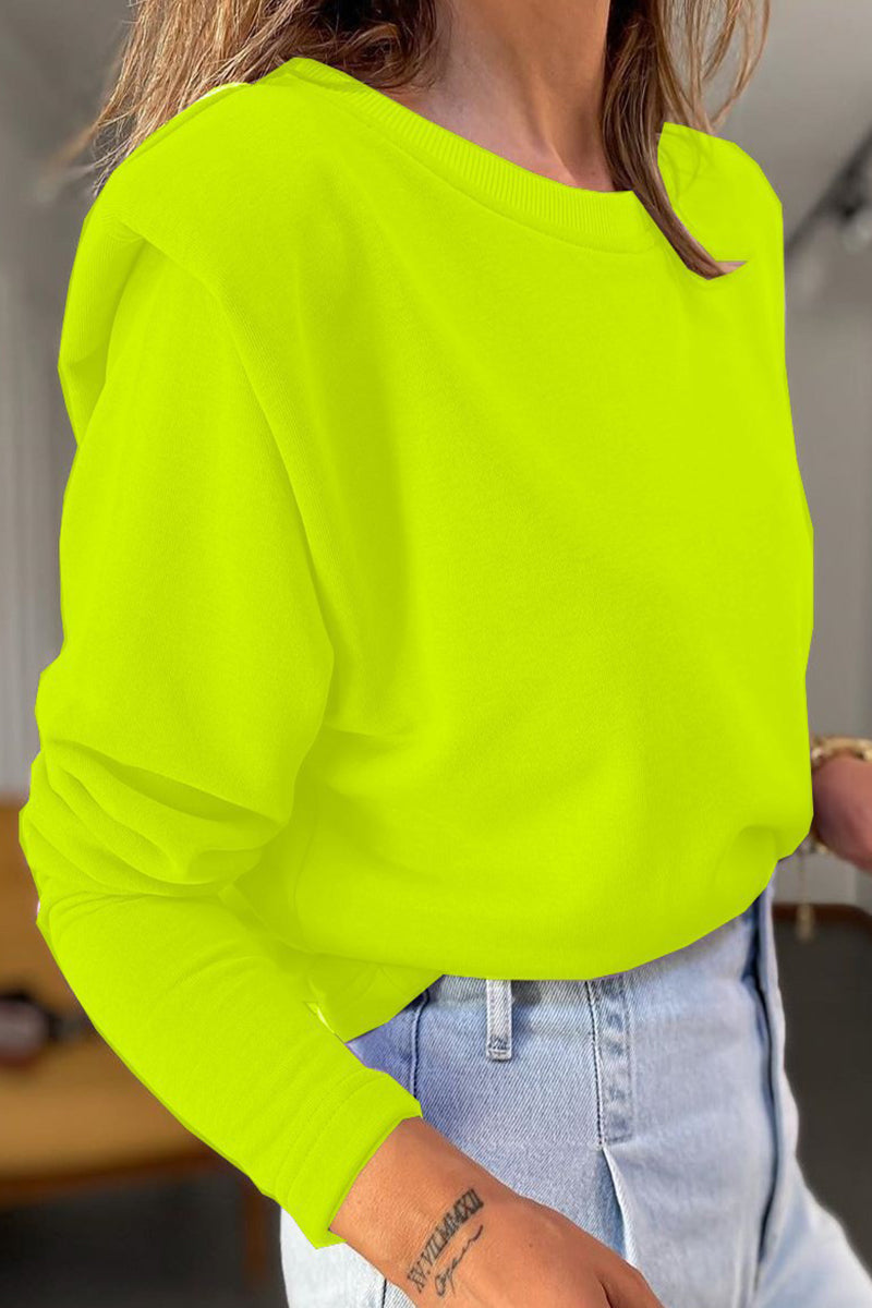 Casual Solid Patchwork O Neck Tops