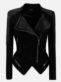 Casual Solid Patchwork Turndown Collar Outerwear
