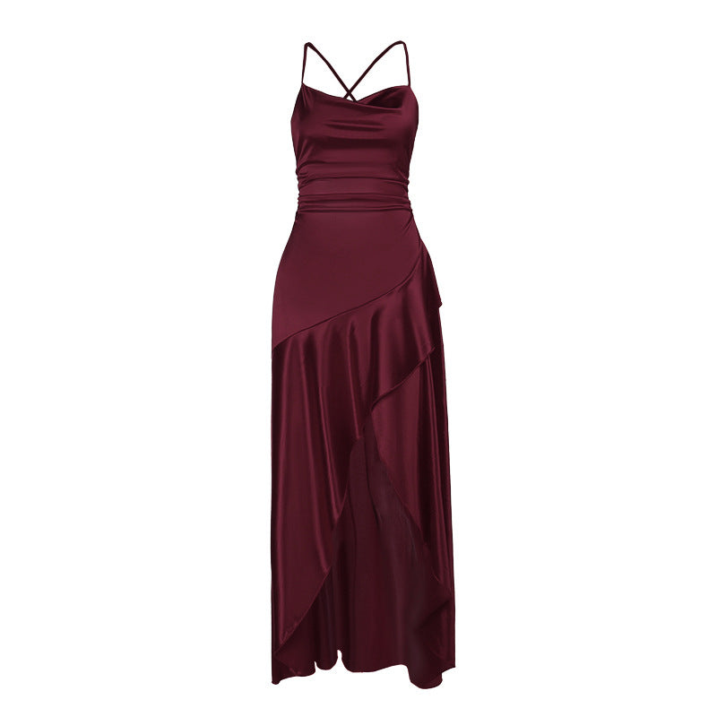 Polka-dot Ruffled Hem Slip Dress