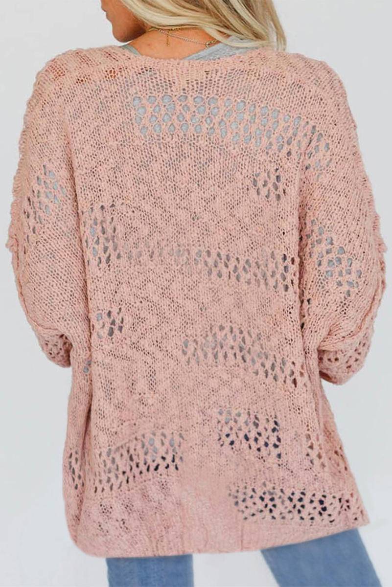Cut Out Knit Dolman Sleeve Cardigan