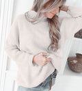 Turtleneck curled pullover sweater