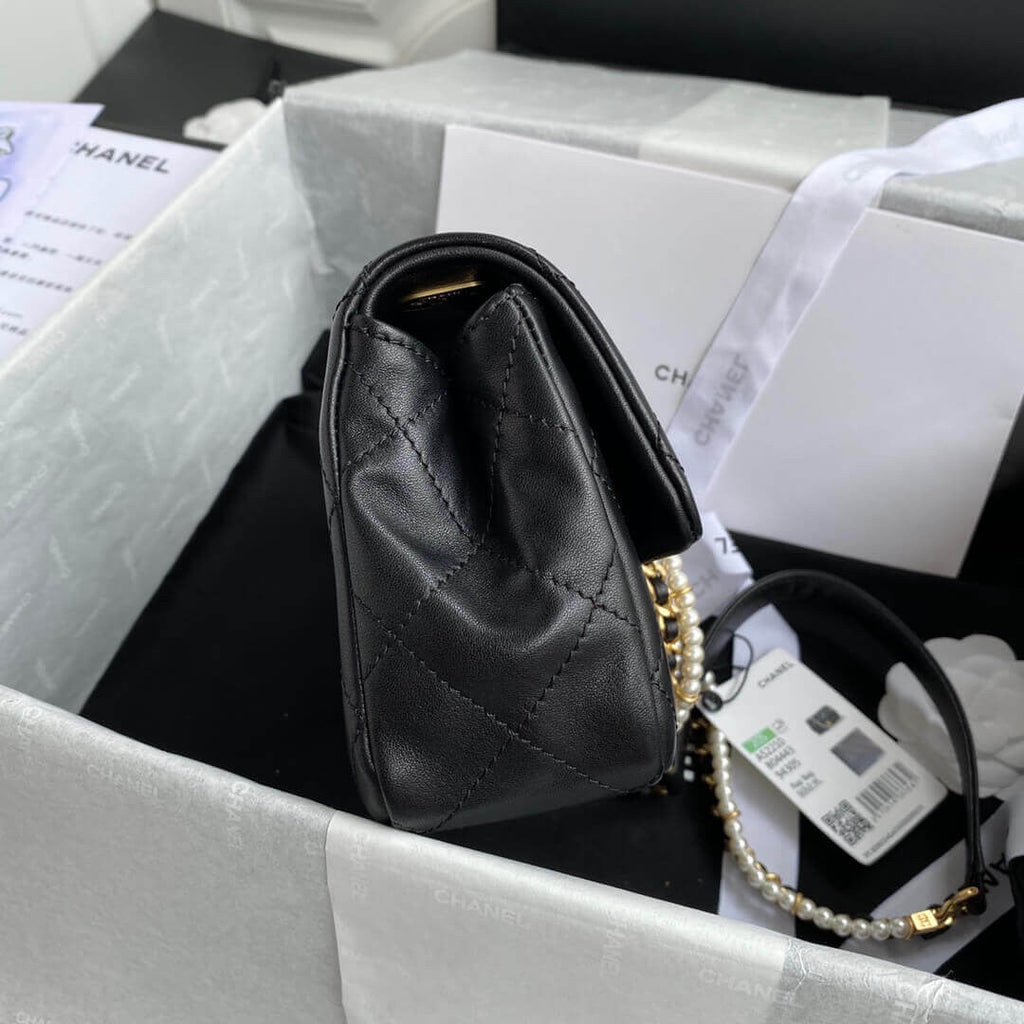 ESMEE Crystal Pearls Chain Flap Bag CHL - 716
