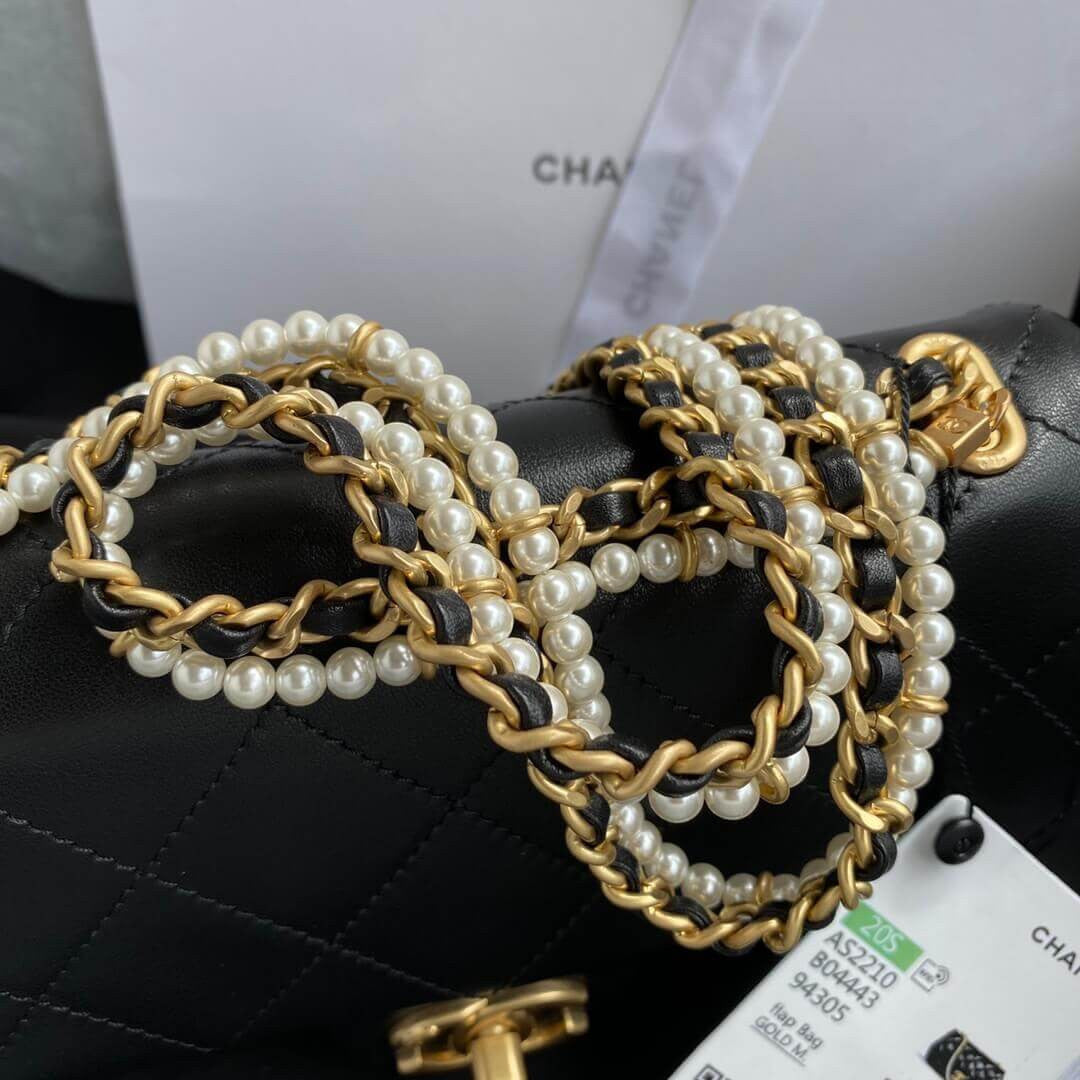 ESMEE Crystal Pearls Chain Flap Bag CHL - 716