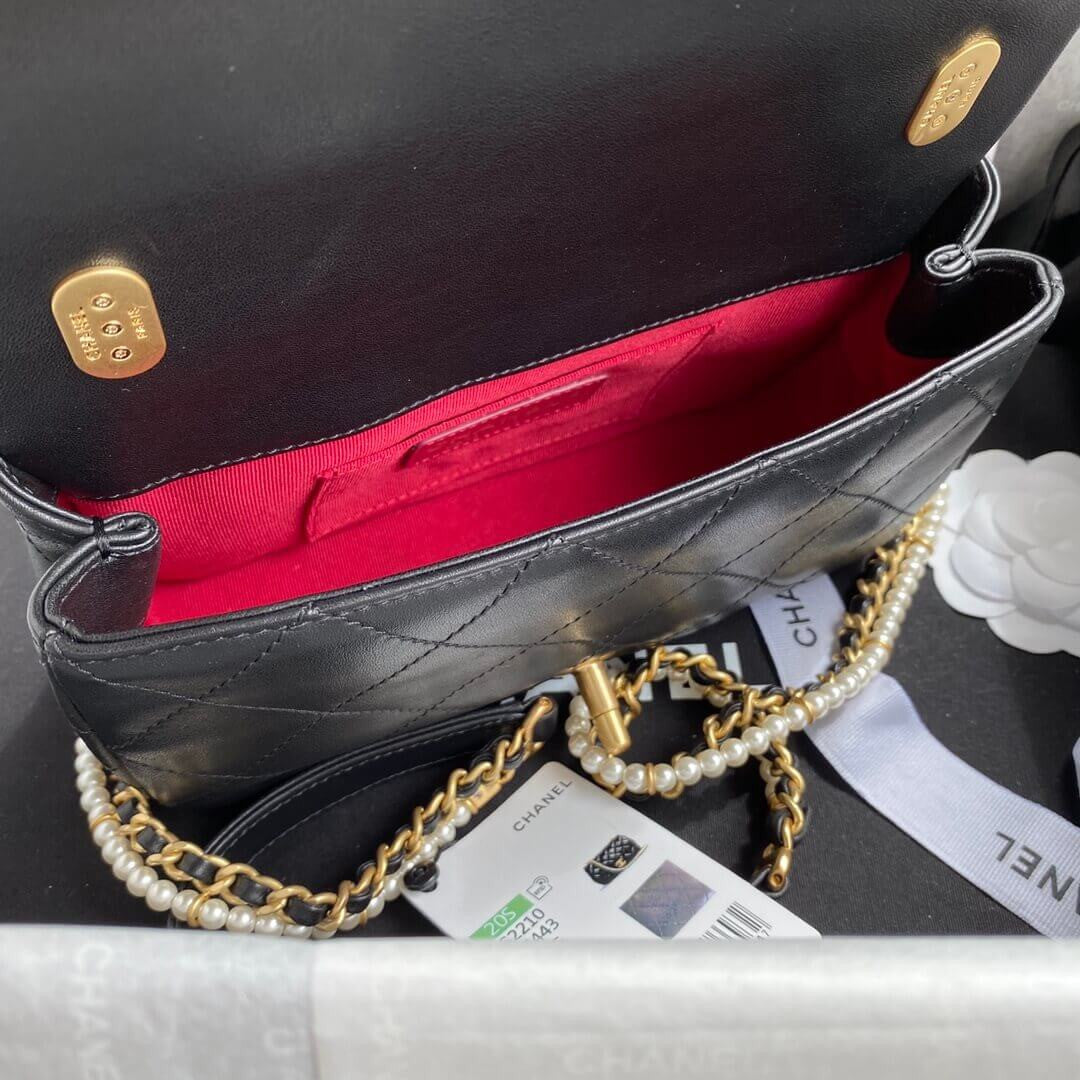 ESMEE Crystal Pearls Chain Flap Bag CHL - 716