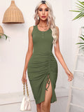 Drawstring Wrap Short Sheath Dress