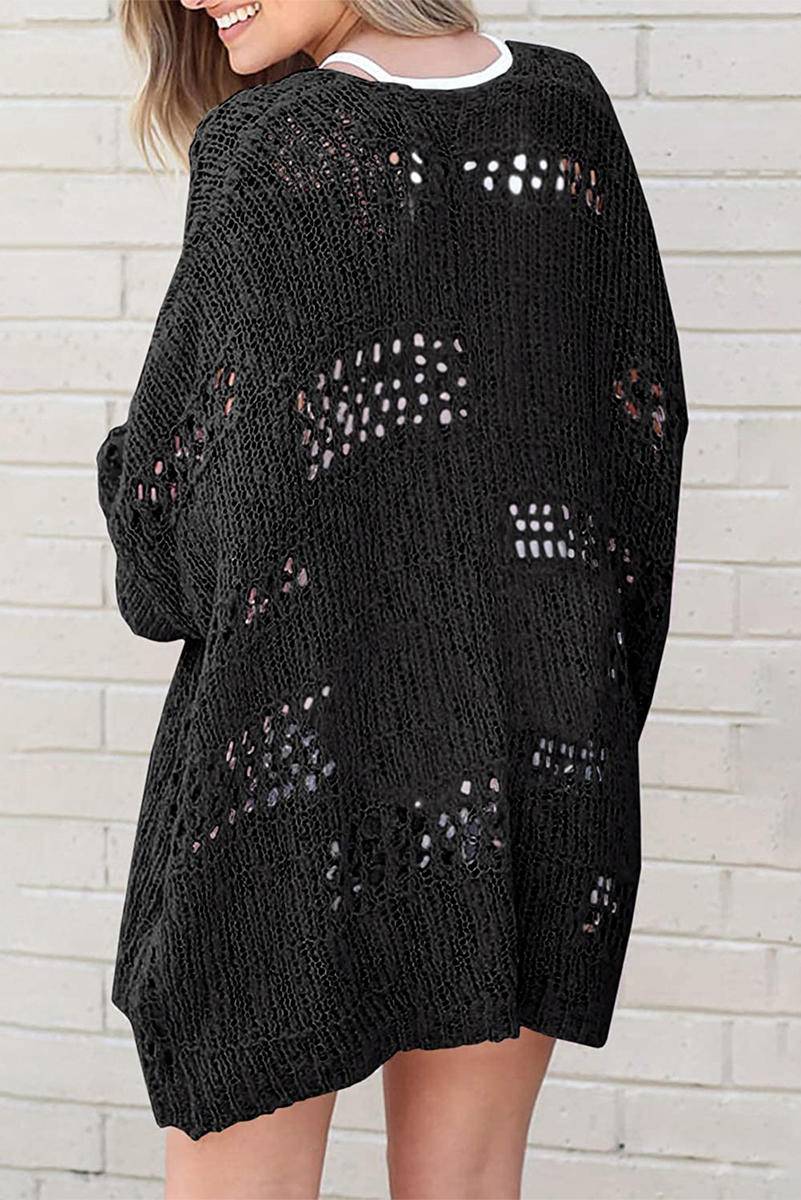 Cut Out Knit Dolman Sleeve Cardigan